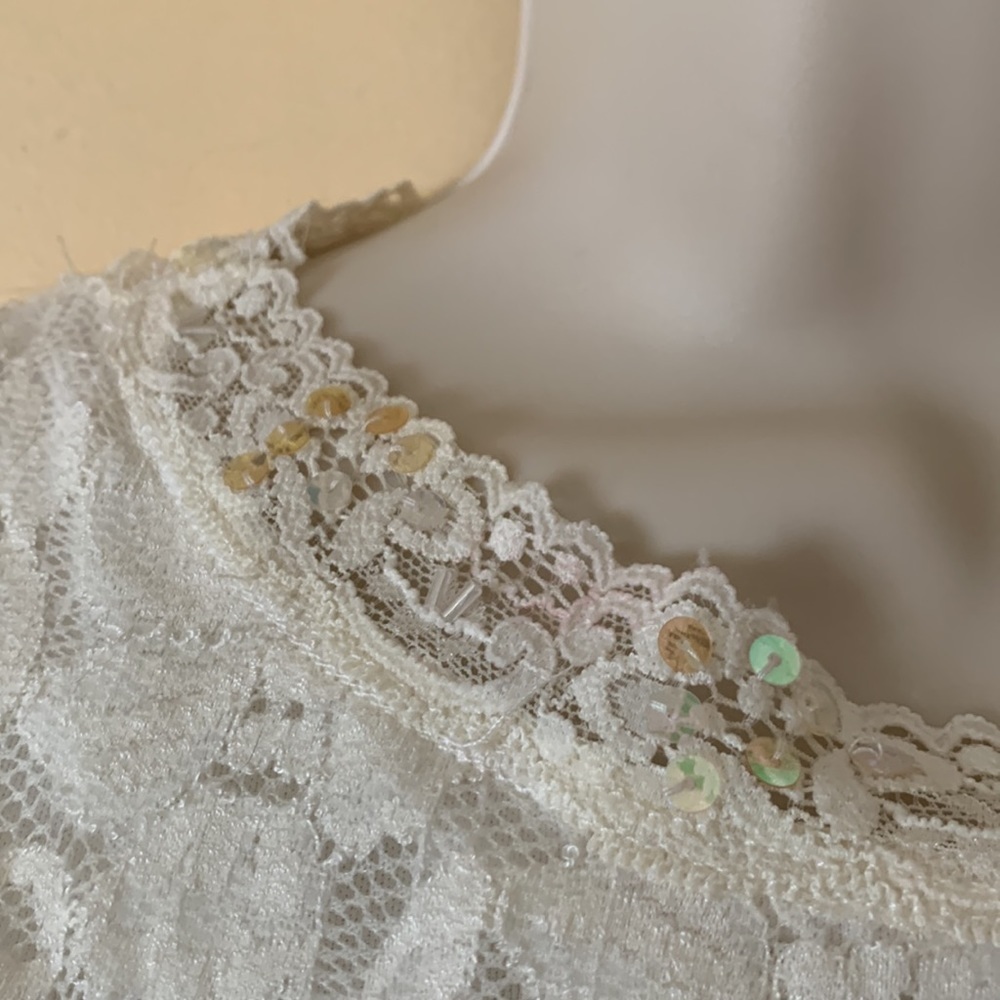 Cream lace long sleeve top size S - Picture 3 of 8
